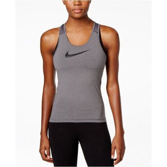 Nike Pro Cool Dri-Fit Logo Tank Top Grey Racerback Sleeveless Size XS - Picture 1 of 10
